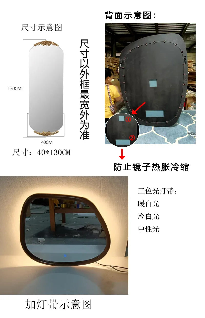 VILZSTUDIOS Wall Universal Mirror Decorate Luxury Designer Wood Bathroom Girls Mirror Gothic Aesthetic Salon Specchio Home Decor