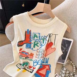 VILZSTUDIOS Hand Painted Y2K Vintage Sleeveless Tank Top