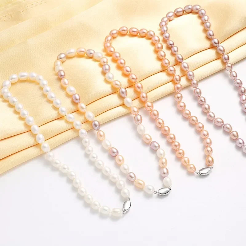 VILZSTUDIOS Fancy 925 Sterling Silver Pearl Necklace