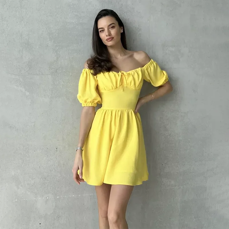 VILZSTUDIOS Elegant One Shoulder Puff Sleeve Dress