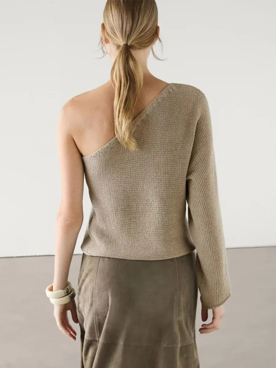 VILZSTUDIOS Asymmetrical Knitted One Shoulder Sweater