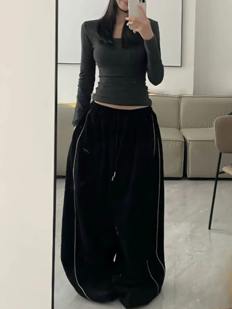 VILZSTUDIOS Chic Striped Oversized Parachute Pants