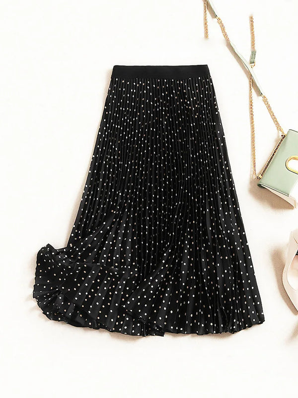 Elegant Pleated High Waist Midi Skirt