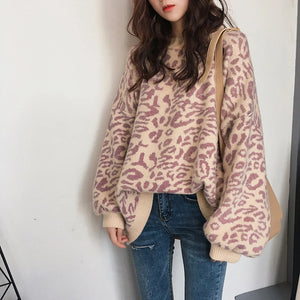 VILZSTUDIOS Oversized Leopard Print Sweater