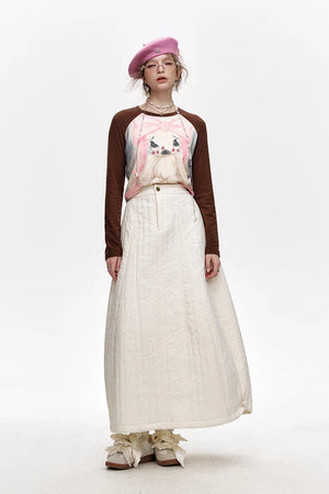 VILZSTUDIOS Cozy Rabbit Print Raglan T-Shirt