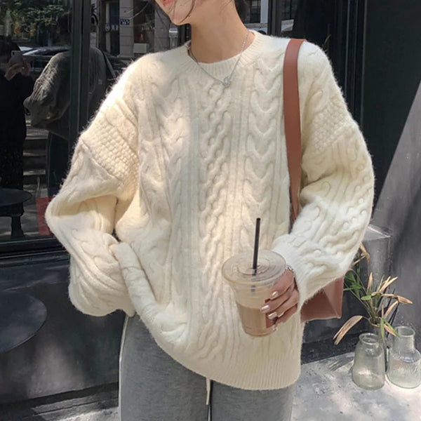 Cozy Vintage Twist Knit Sweater