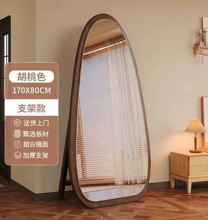 VILZSTUDIOS Bedroom Wooden Mirror Circular Standing Oval Big Decoration Full Body Modern Mirror Living Room Floor Espelhos Home Decorations