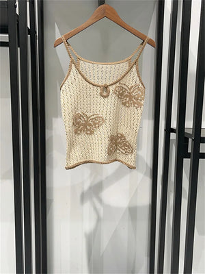 VILZSTUDIOS Handmade Metallic Yarn Knit Tank Top
