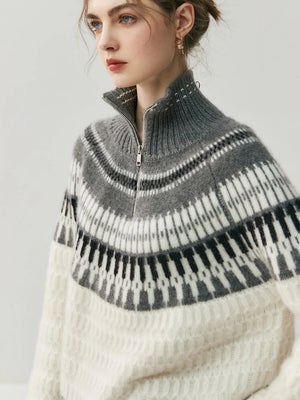 VILZSTUDIOS Luxury Cashmere Zipper Turtleneck Sweatshirt