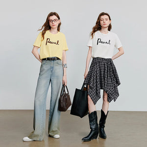 VILZSTUDIOS Comfortable Letter Print Round Neck T-Shirt