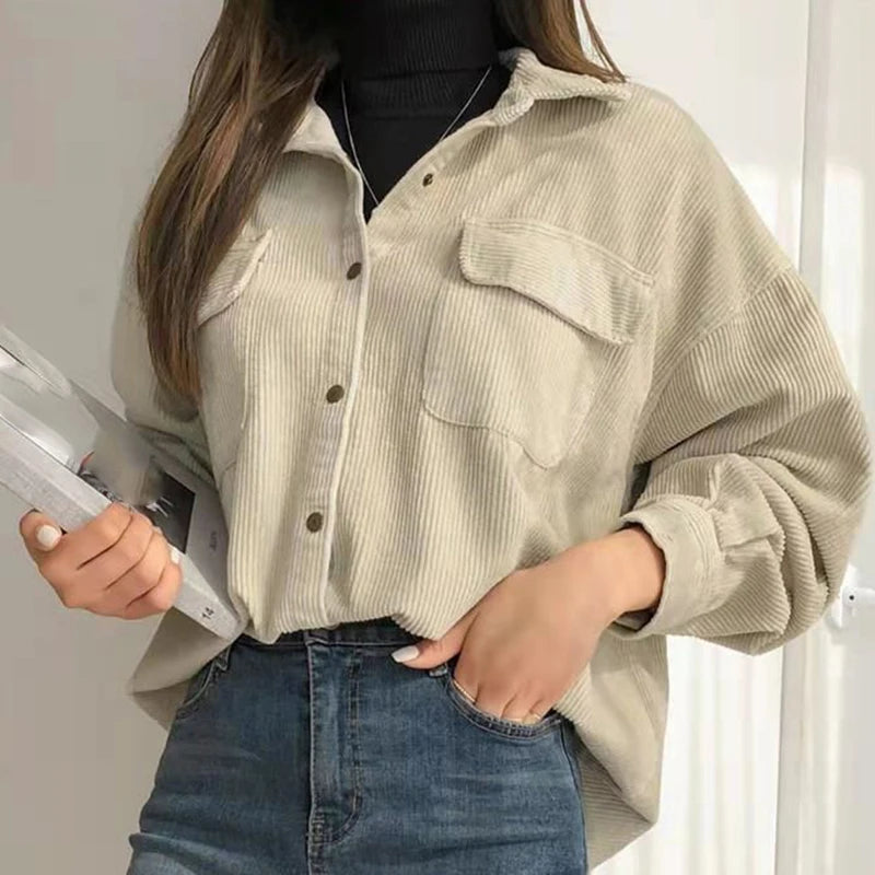 VILZSTUDIOS Cozy Corduroy Loose Fit Shirt
