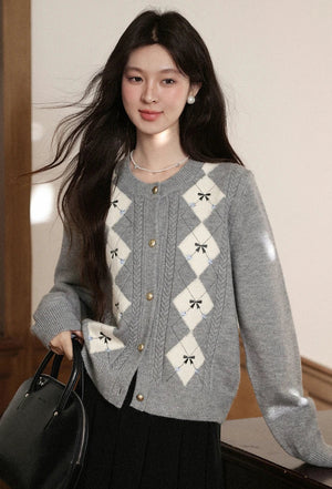 VILZSTUDIOS Grey Metallic Button Knitted Cardigan