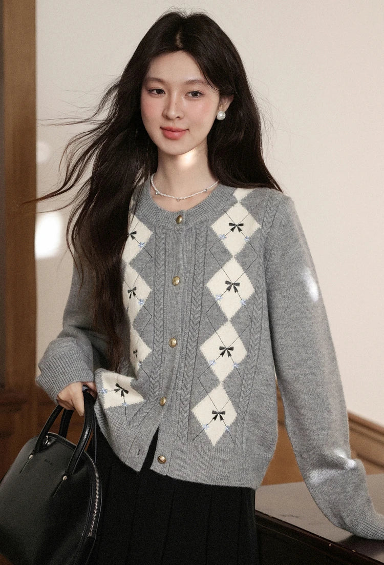 VILZSTUDIOS Grey Metallic Button Knitted Cardigan
