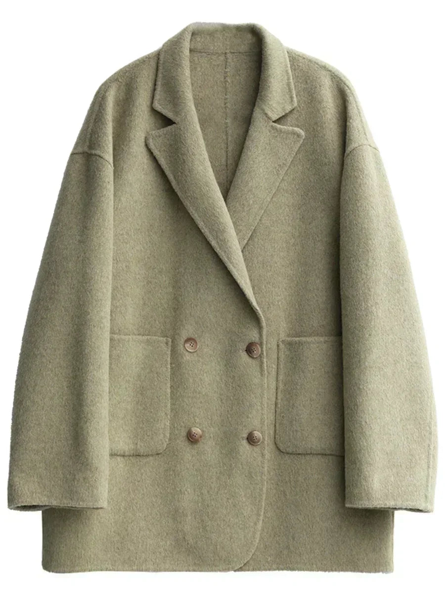 VILZSTUDIOS Chic Woolen Double Breasted Coat
