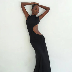 VILZSTUDIOS Sexy Cryptographic Cut Out Maxi Dress