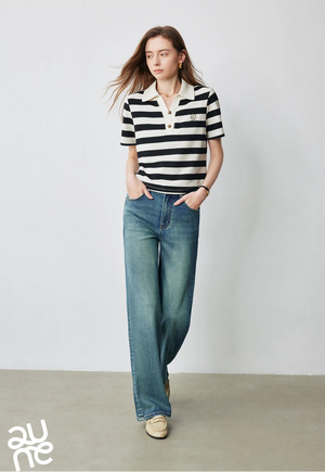 VILZSTUDIOS Stylish Women Polo Collar Letter T-Shirt