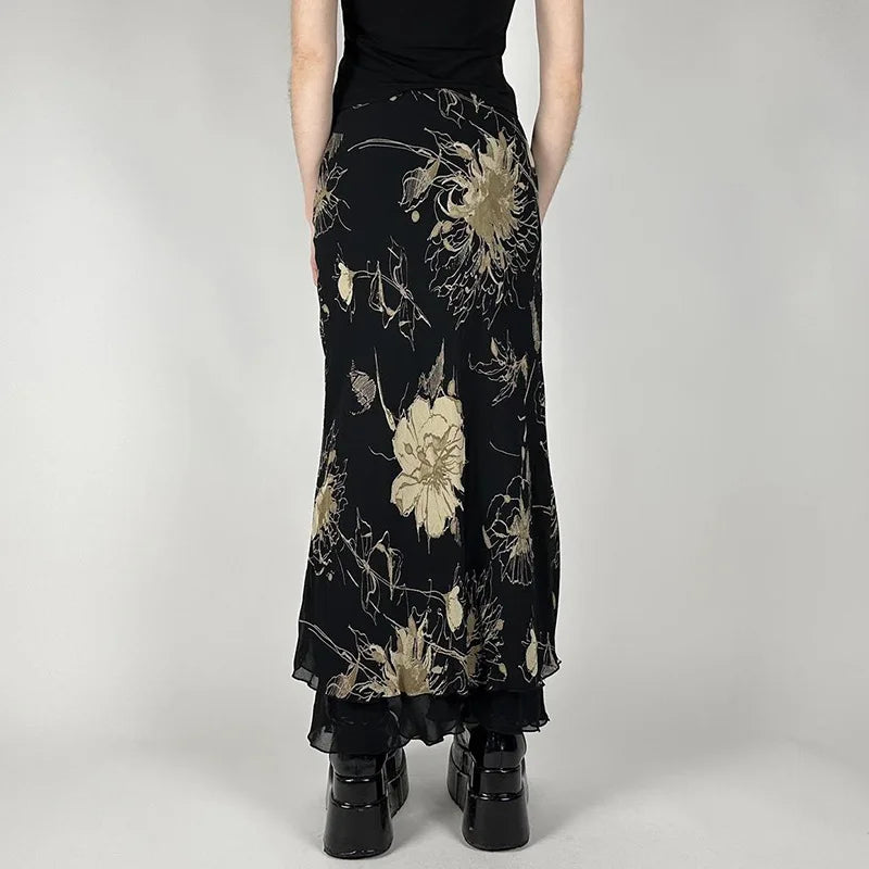 VILZSTUDIOS Dark Gothic Aesthetic Mesh Layered Skirt
