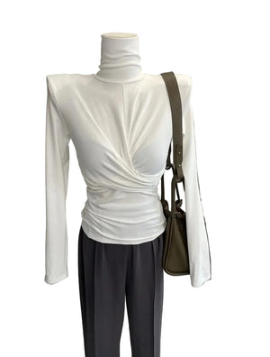 VILZSTUDIOS Twisted Turtleneck Women Basic Top