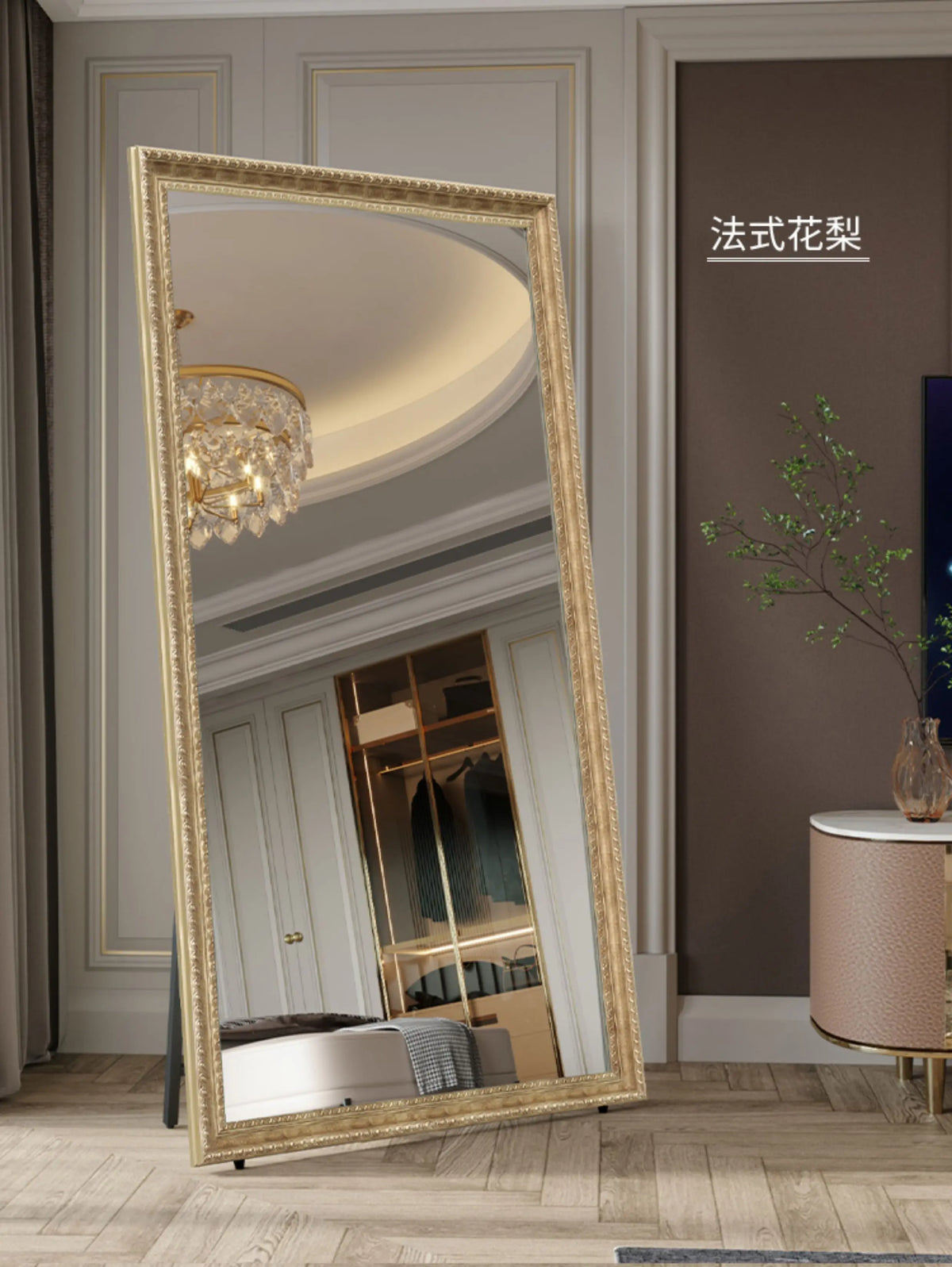 VILZSTUDIOS Carved full-length dressing mirror home decor items whole body mirror large full size accesorios para cuarto interior furniture