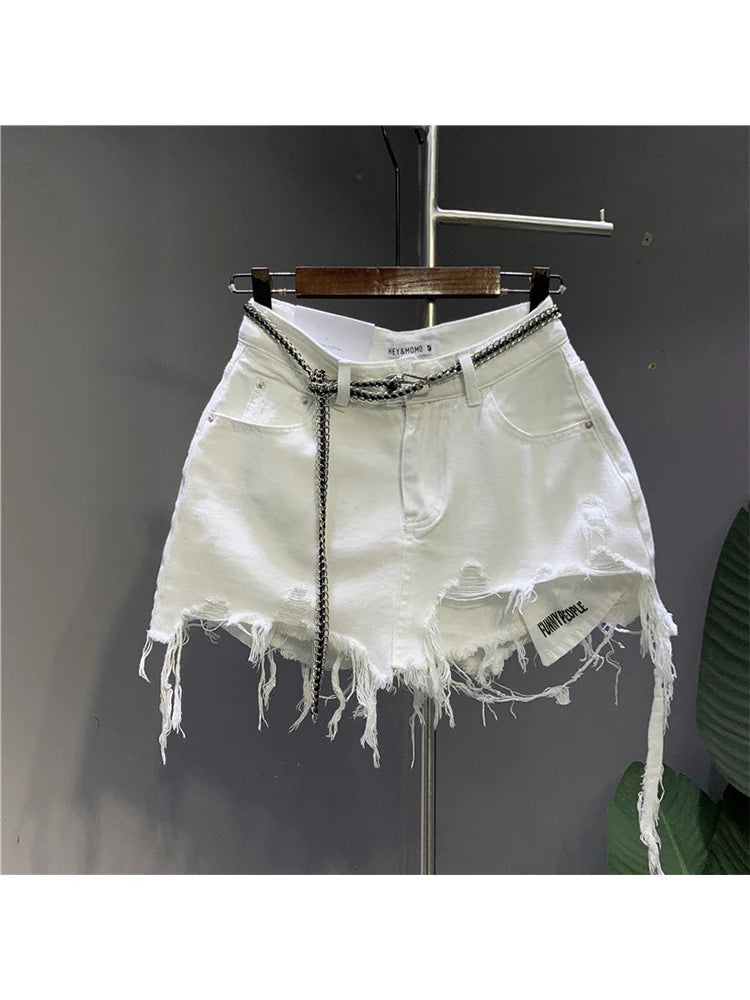 VILZSTUDIOS Vintage White Denim Mini Skirt
