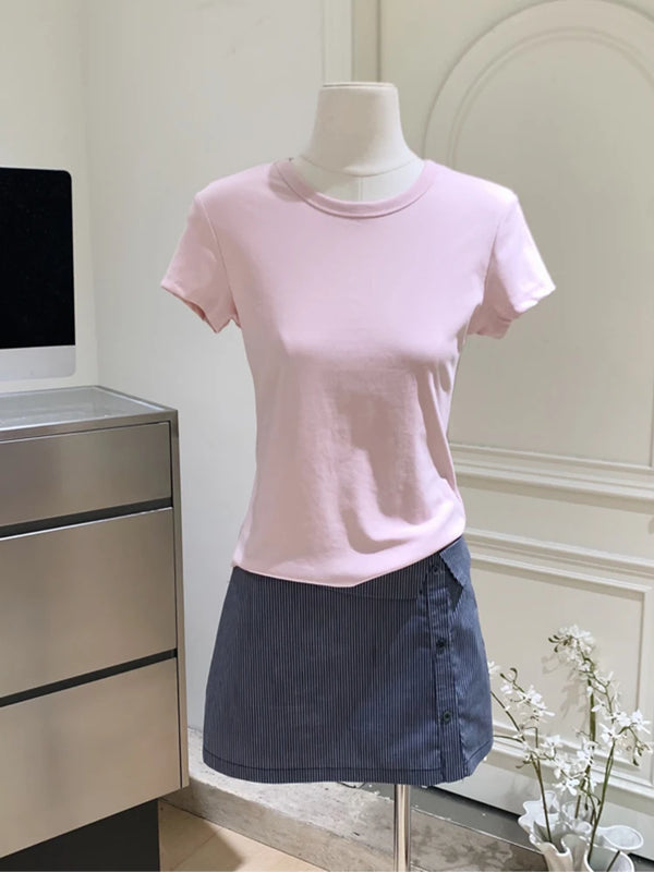 Retro-Hose mit hoher Taille und gestreiftem Rock