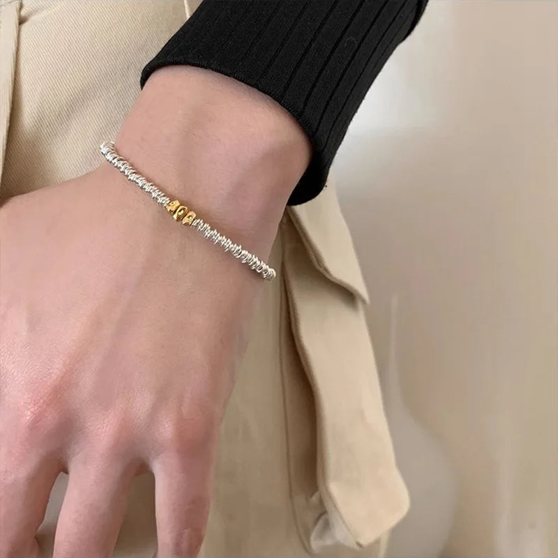 VILZSTUDIOS Geometric Beads Adjustable Gold Color Bracelet