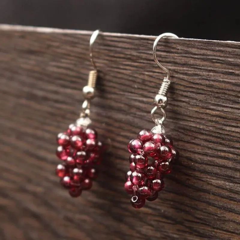 VILZSTUDIOS Garnet Natural Stone Dangle Meditation Earring