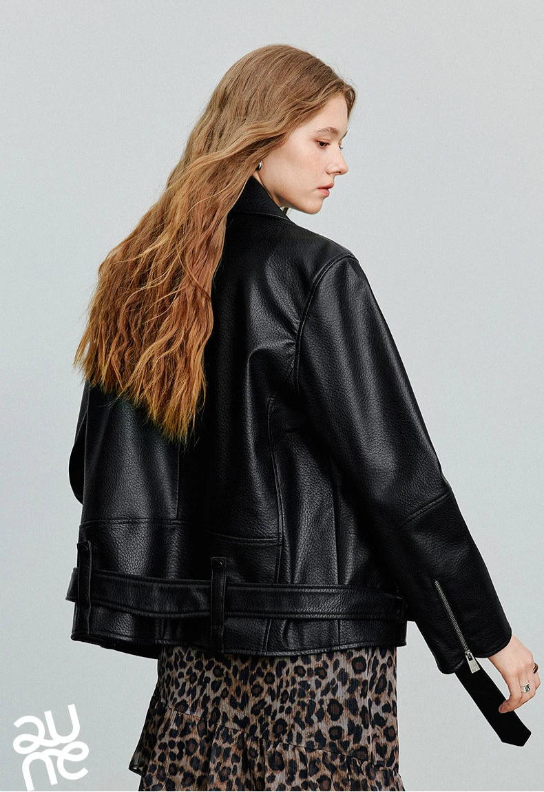 VILZSTUDIOS Fashionable Leather Motorcycle Jacket