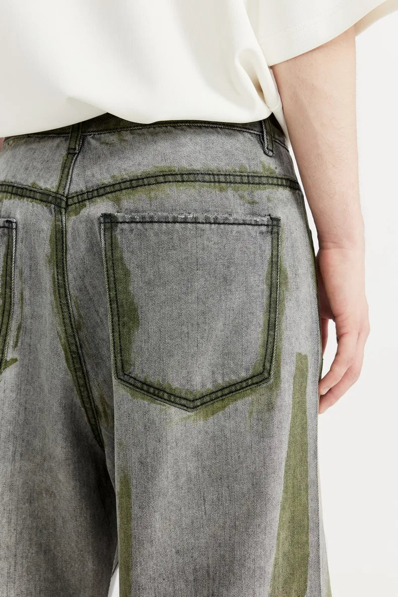 VILZSTUDIOS Hand-Painted Wide Leg Denim Jeans