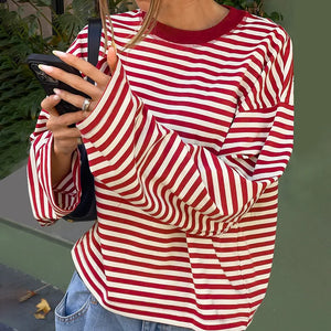 VILZSTUDIOS Loose Striped Long Sleeve Top