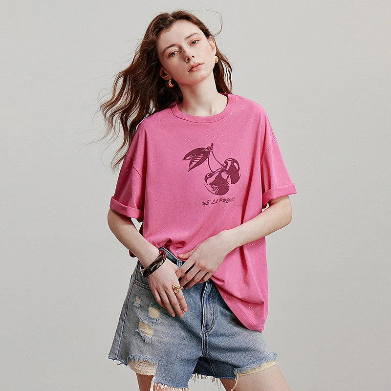 VILZSTUDIOS Cherry Printed Summer T-Shirt