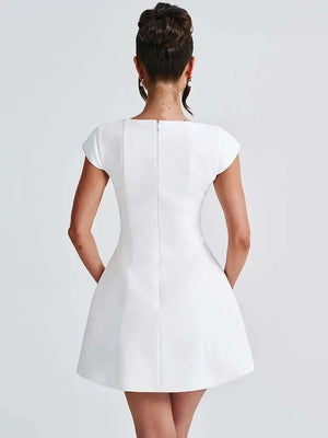 VILZSTUDIOS Square Collar Short Sleeve Mini Dress