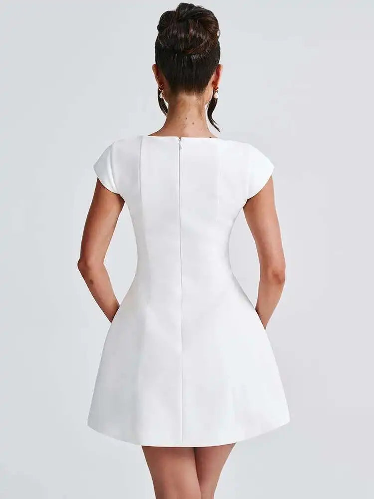 VILZSTUDIOS Square Collar Short Sleeve Mini Dress