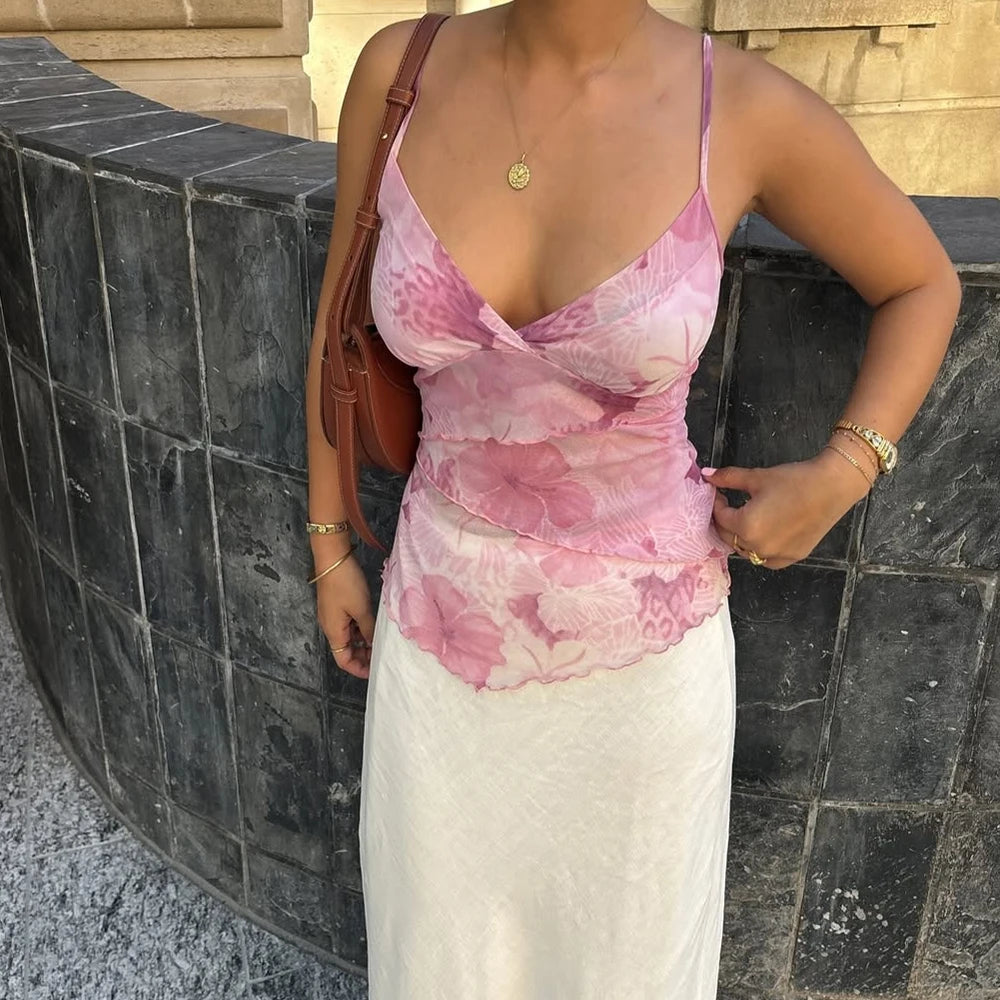 VILZSTUDIOS Aesthetic Floral Print Tank Top