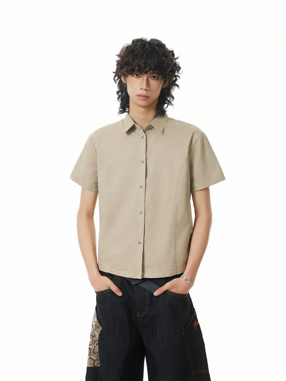 VILZSTUDIOS Retro Washed Distressed Cargo Shirt