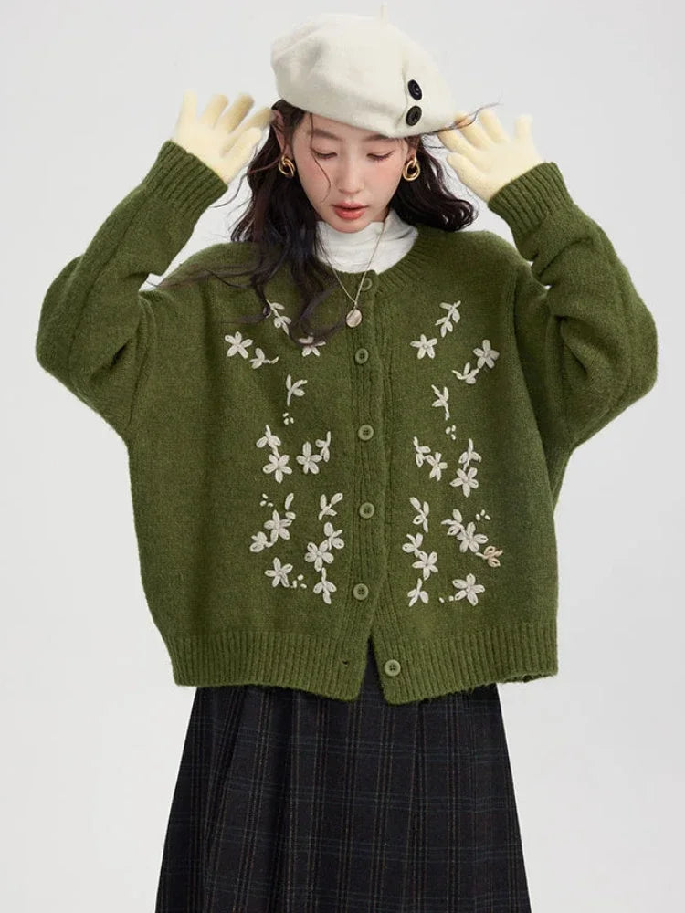 VILZSTUDIOS Vintage Flower Embroidery Cardigan