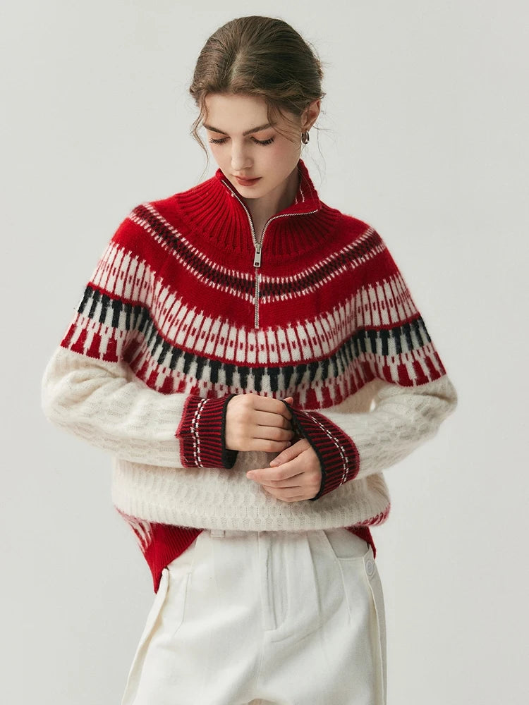 VILZSTUDIOS Luxury Cashmere Zipper Turtleneck Sweatshirt