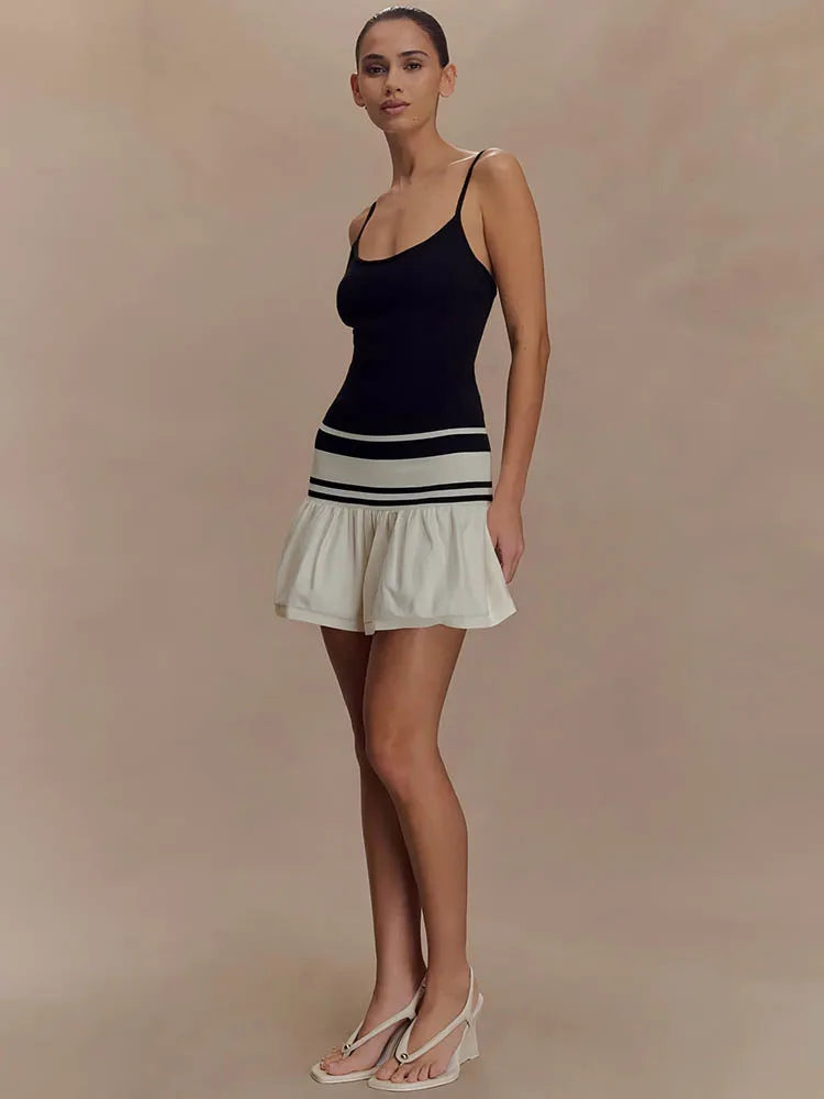 VILZSTUDIOS Elegant Summer Patchwork Sexy Mini Dress