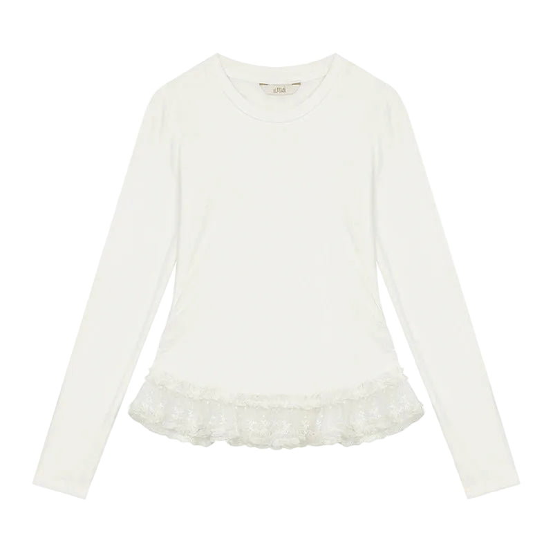 VILZSTUDIOS Elegant Slim Fit Lace Trim Top