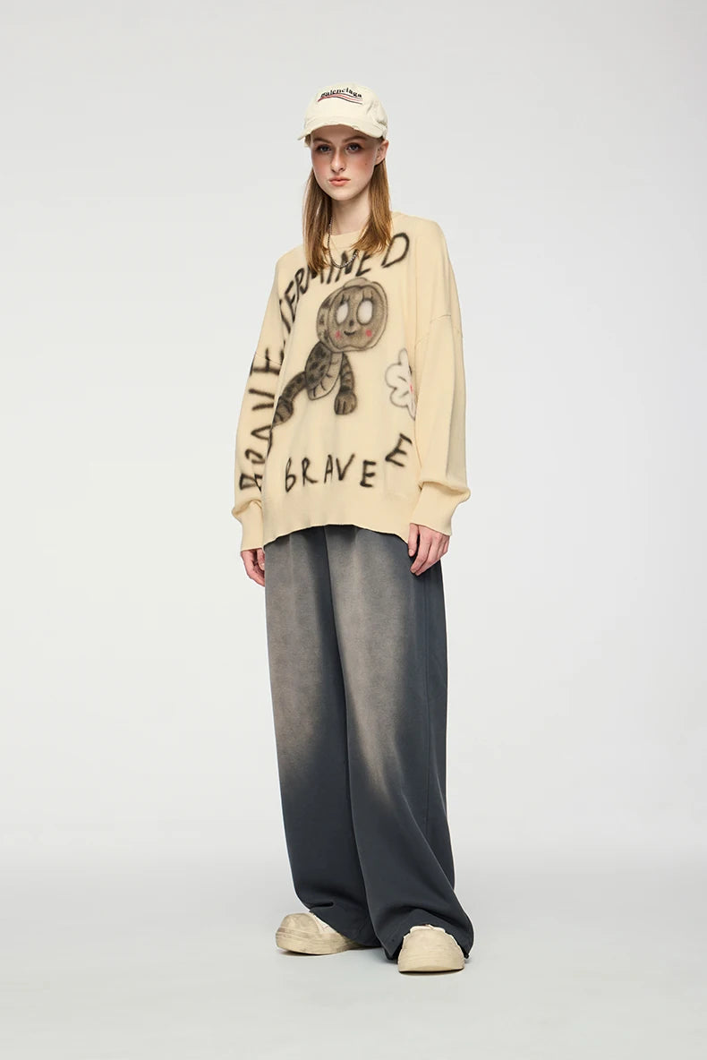 VILZSTUDIOS Trendy Graphic Knitwear Sweater