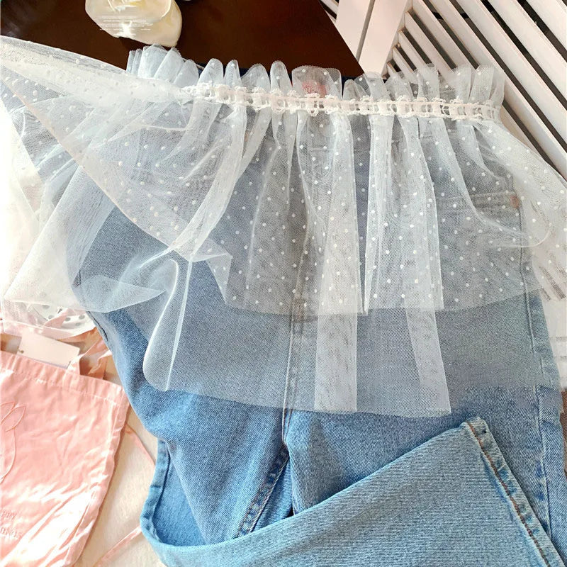 VILZSTUDIOS White Lace Polka Dot Embroidered Skirt