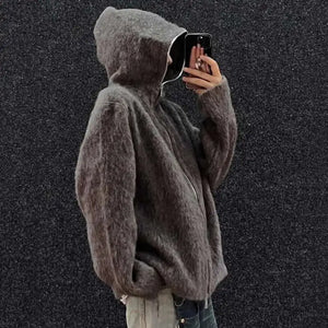 VILZSTUDIOS Knitted Hooded Zipper Cardigan