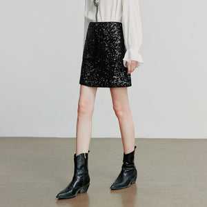 VILZSTUDIOS Black Mini Skirt with Shining Bead