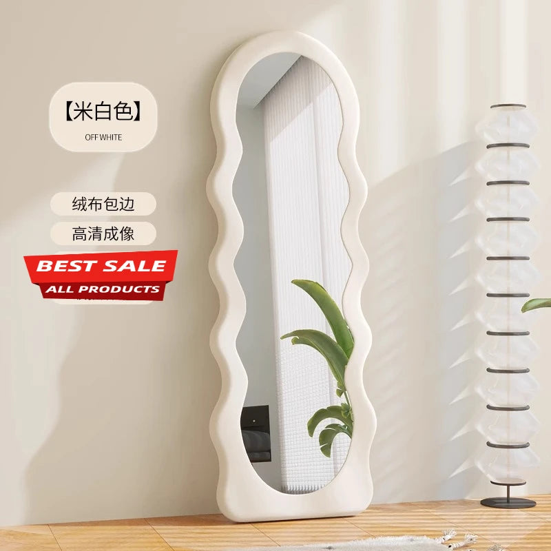 VILZSTUDIOS JC Wave full-body mirror Floor  Ultra-clear and non-deforming fitting Cream wind full-length Special-shaped mirror