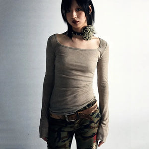 VILZSTUDIOS Grunge Aesthetic Vintage Tattoo Print Top
