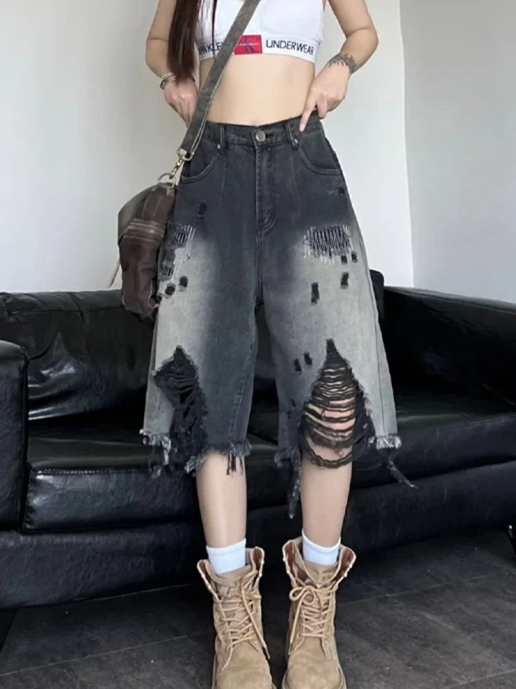 VILZSTUDIOS Ripped Gradient Jorts