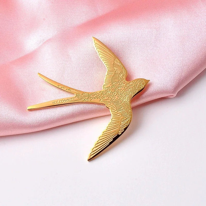 VILZSTUDIOS Geometric Stainless Steel Swallow Brooch