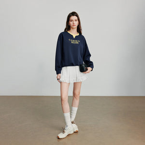 VILZSTUDIOS Contrasting Color Splicing Letter Print Shirt