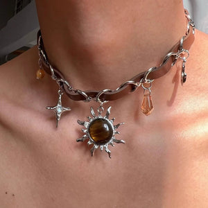 VILZSTUDIOS Gothic Blue Grey Pearl Bead Necklace