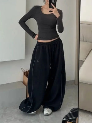VILZSTUDIOS Chic Striped Oversized Parachute Pants